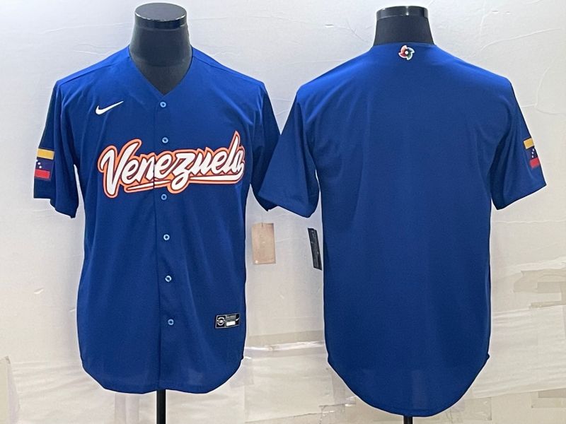 Men 2023 World Cub Venezuela Blank Blue Nike MLB Jersey